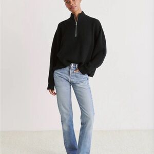 Jenni Kayne 100% Half Zip Cashmere Sweater in Black